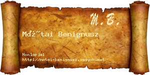 Mátai Benignusz névjegykártya